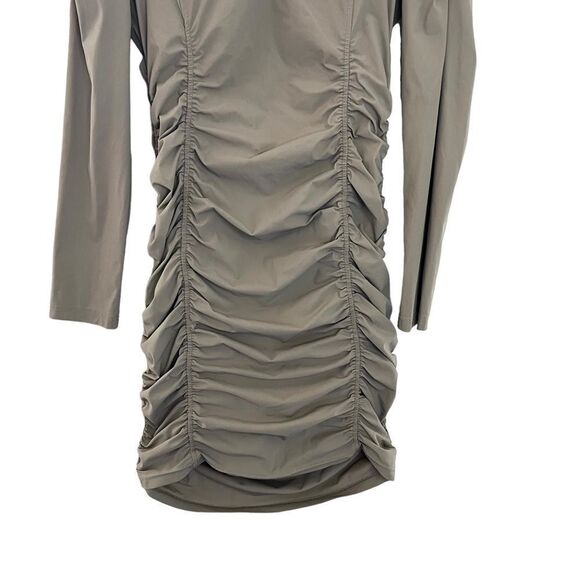 Chic Long Sleeve Ruched Dress - Taupe - Picture 3 of 8